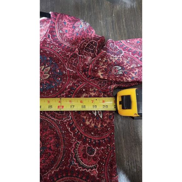 Talbots Pure Merino Wool Puff Sleeve Burgendy Pink Paisley Sweater Plus Size 1X - Picture 4 of 10